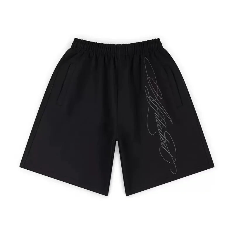 Men's Shorts Streetwear American Retro Mens Hip Hop Graffiti Letter Baggy Sports Jogging Summer Casual Basketball