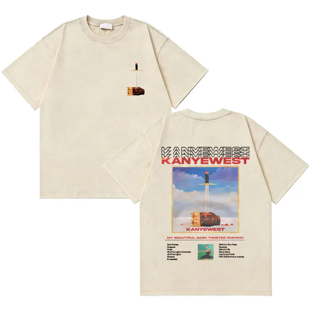 Awesome Rapper Kanye West Graduation Bear Vintage Washed T-shirt Men Women Hip Hop Fashion Trend Short Sleeve T Shirt Streetwear