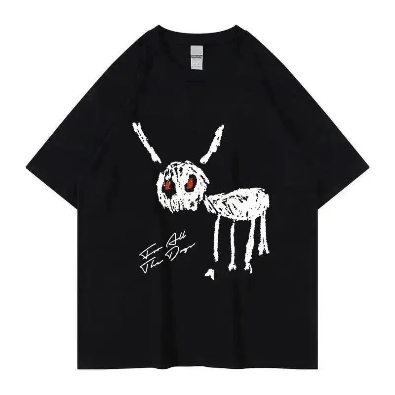 Rapper Travis Scott - Travis Short-Sleeved American Hip-Hop Rock Couple Casual Loose High-End Men's Clothing Shirt