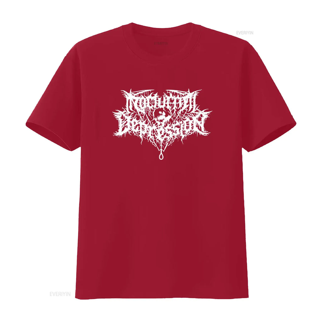 Nocturnal Depression Black Metal Band Logo Print T Shirt for Men Gothic Style  vintage Washed graphic Stretched homme