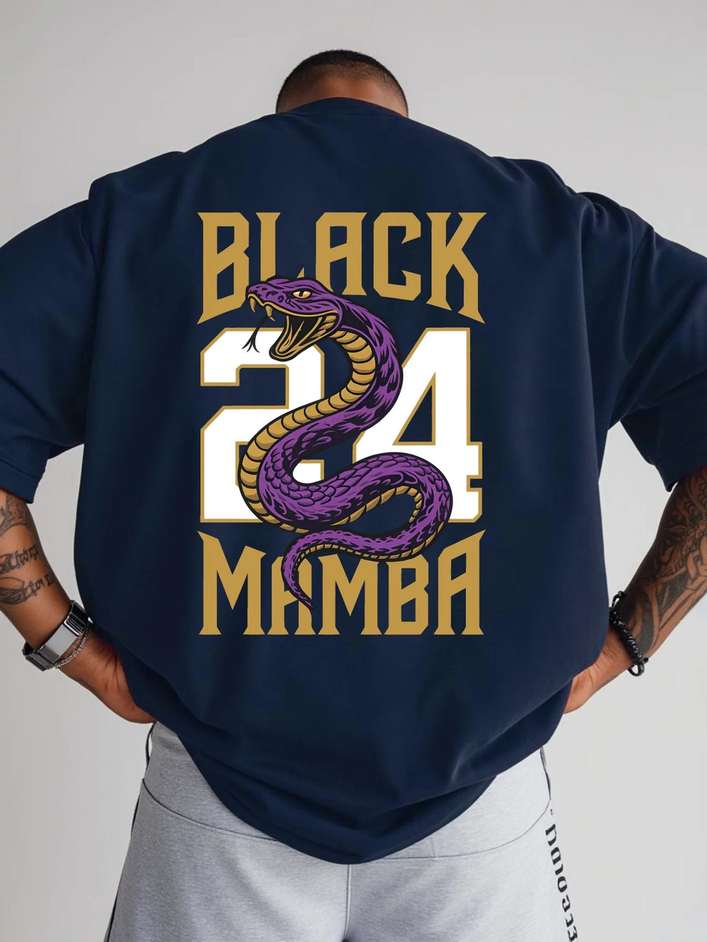 2026Summer New's Men Solid Color Print T-shirt Oversized Cotton Casual Streetwear Kobe Bryant Basketball Short Sleeve Tops