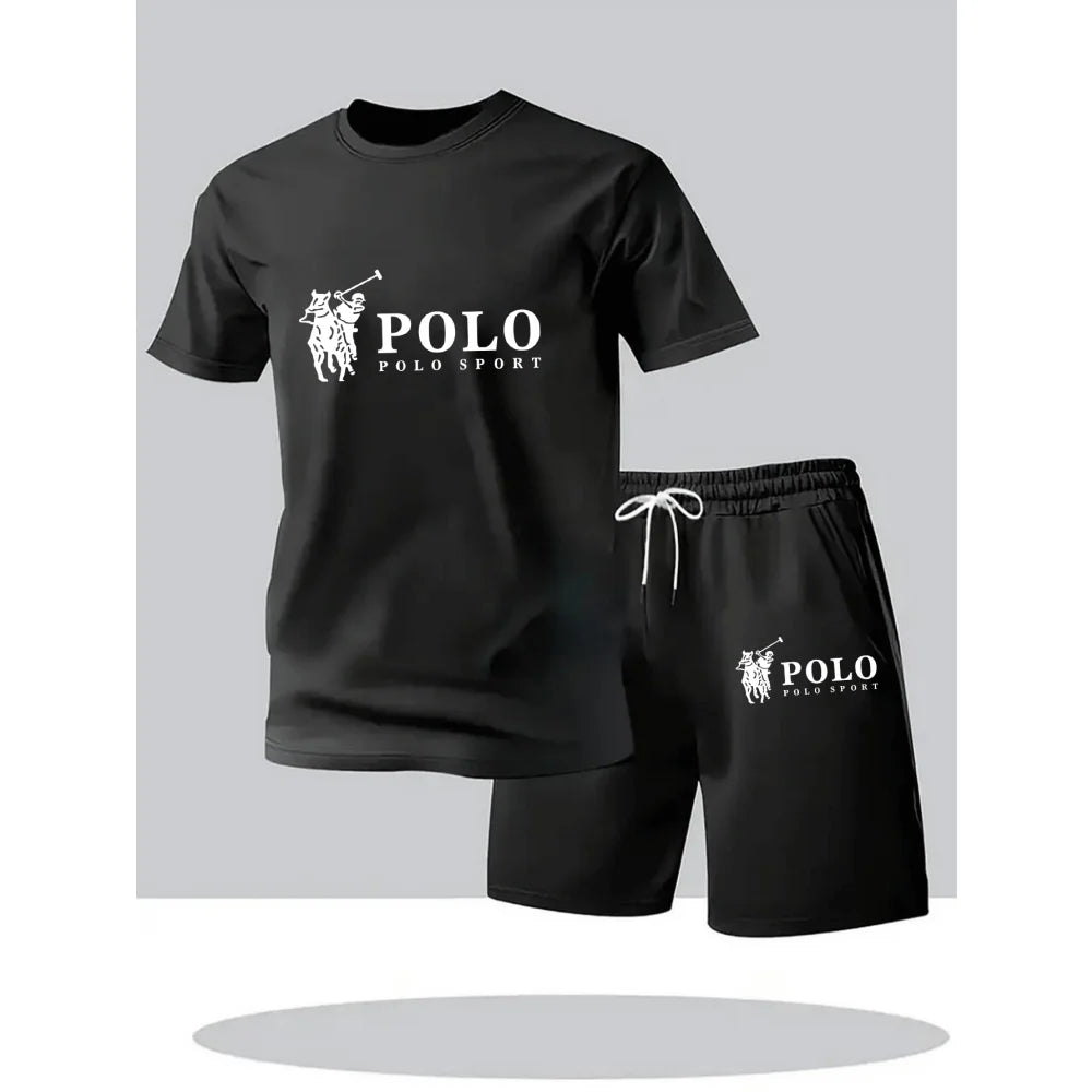2026 Summer Men's Set Urban Casual Fashion T-shirt and Shorts High Quality Crew Neck Short Sleeve Outfits Male Daily Sportswear