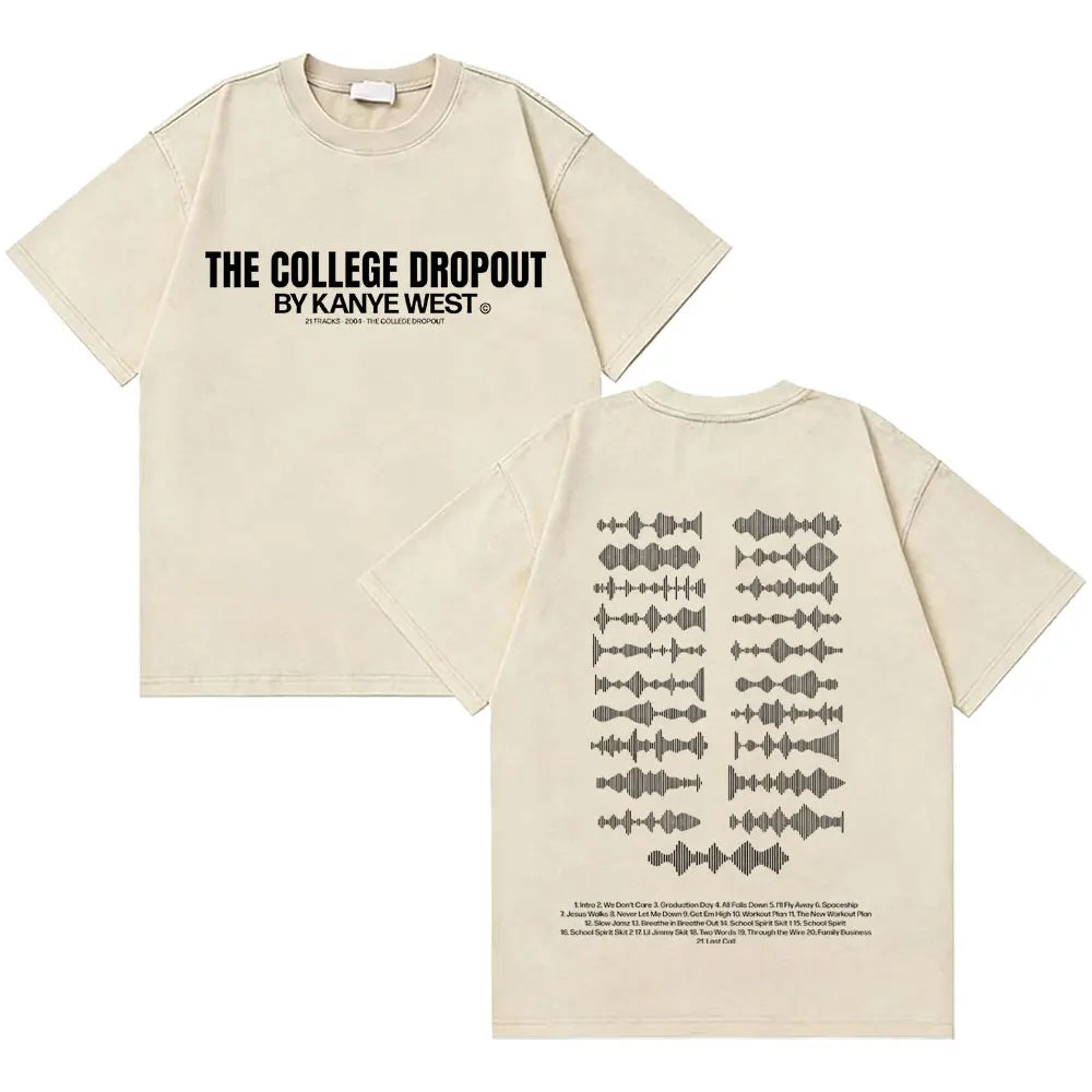 Awesome Rapper Kanye West Graduation Bear Vintage Washed T-shirt Men Women Hip Hop Fashion Trend Short Sleeve T Shirt Streetwear