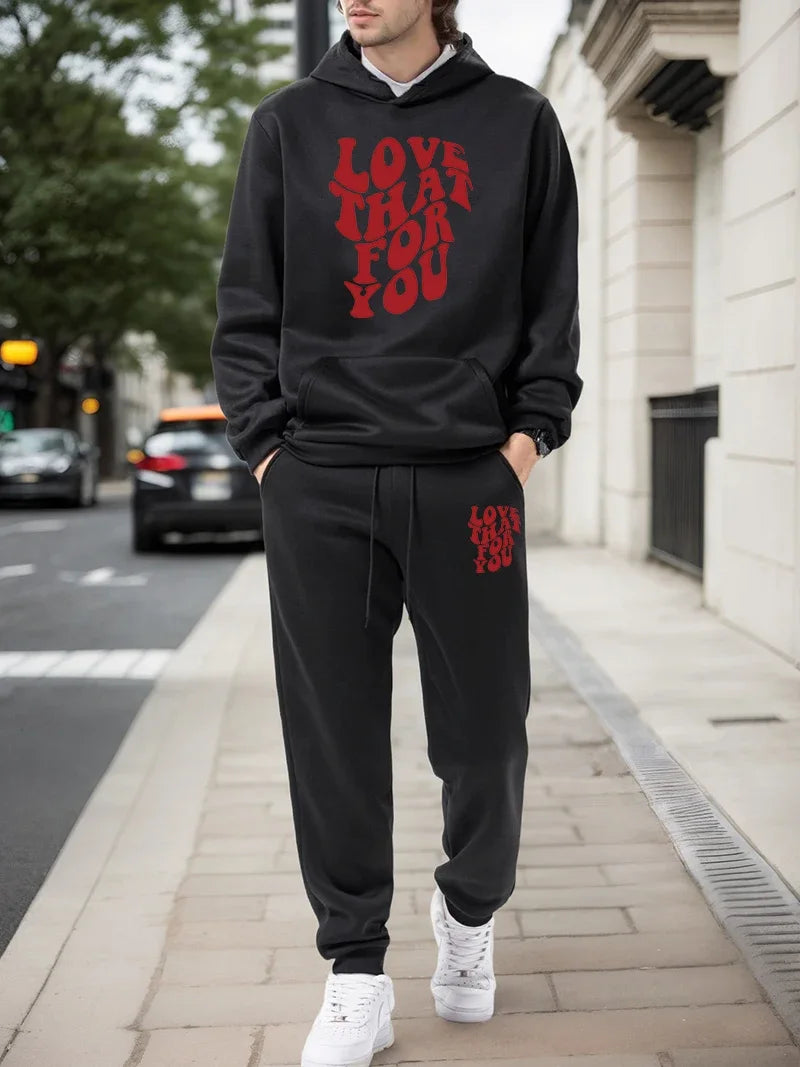 Spring Autumn Mens Tracksuit Casual Hooded Sweatshirts Sweatpants Outdoors Sports Jogging Man Clothes Single Piece Hoodies Pants