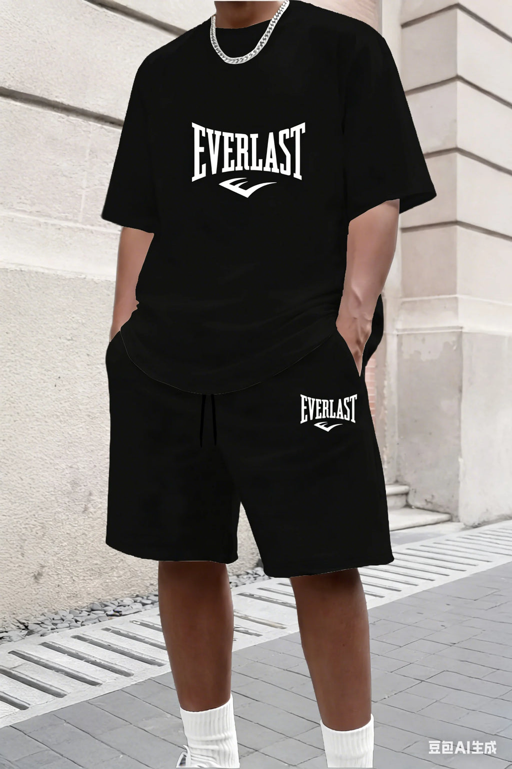 Men's summer T-shirt and shorts set men's breathable sportswear set casual and fashionable short-sleeved T-shirt set