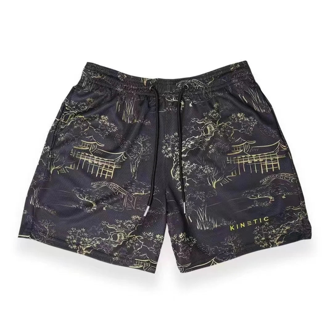 2025 Breathable Men Shorts GYM Basketball Running Quick-Drying Shorts Baggy Flame Print Fashion Shorts Summer Shorts