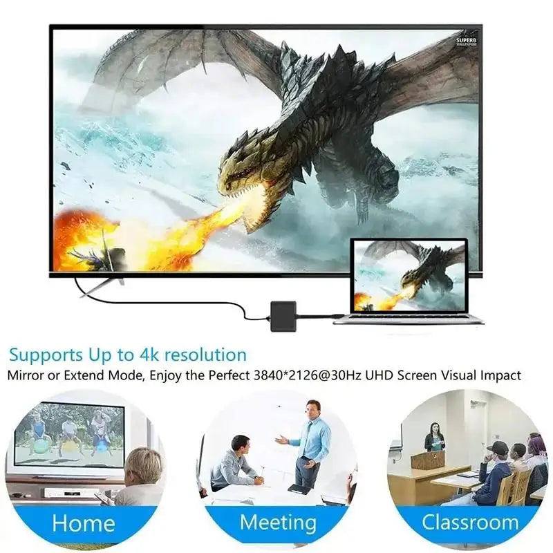 3 In 1 Type C to HDMI-compatible Adapter USB Hub Type C to HDTV Charging Converter For iPhone 15 Series Laptop Macbook Converter