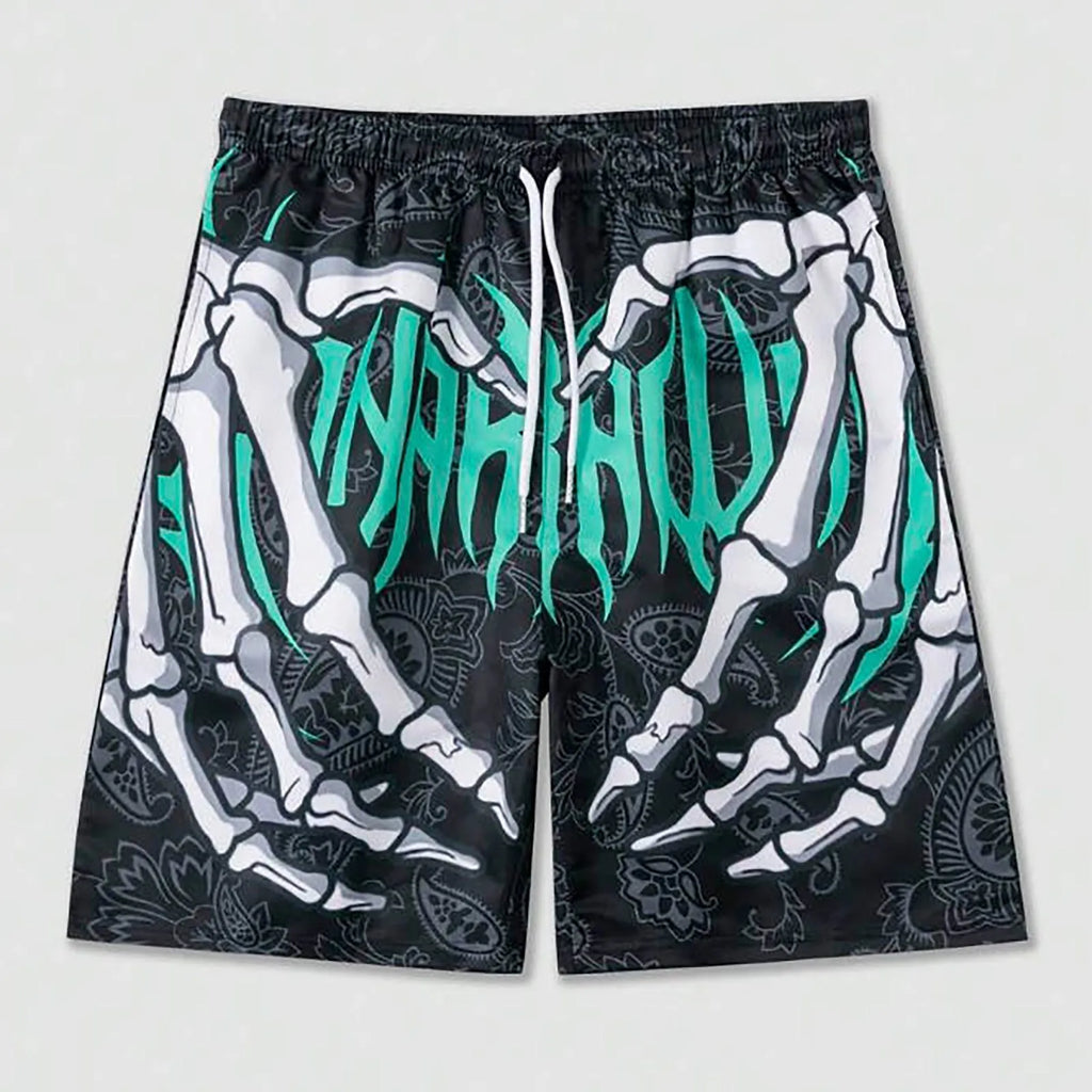 Elastic Waist Jogging Shorts Swim Trunks Board Shorts Summer New Beach Shorts With Hand 3D Print Y2k Shorts For Men