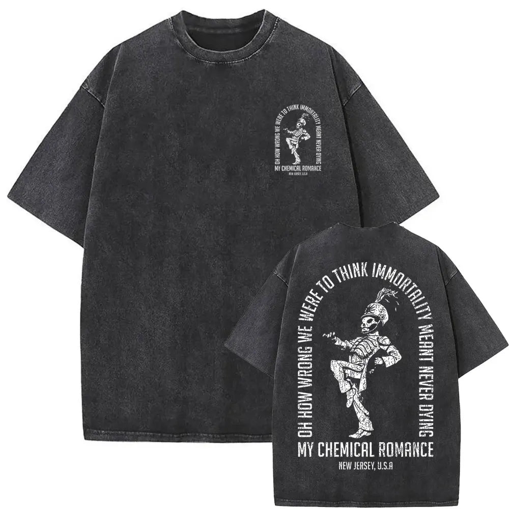 Washed Vintage Rock Band My Chemical Romance The Black Parade Tour 2025 T-shirt Men Women Fashion Punk Emo Oversized T Shirts