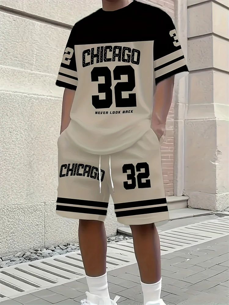 Spring 2026 Casual New Men's Set, Peris 3D Printed Men's Casual Top And Drawstring Shorts, Urban Fashion Men's Clothing 2XS-6XL