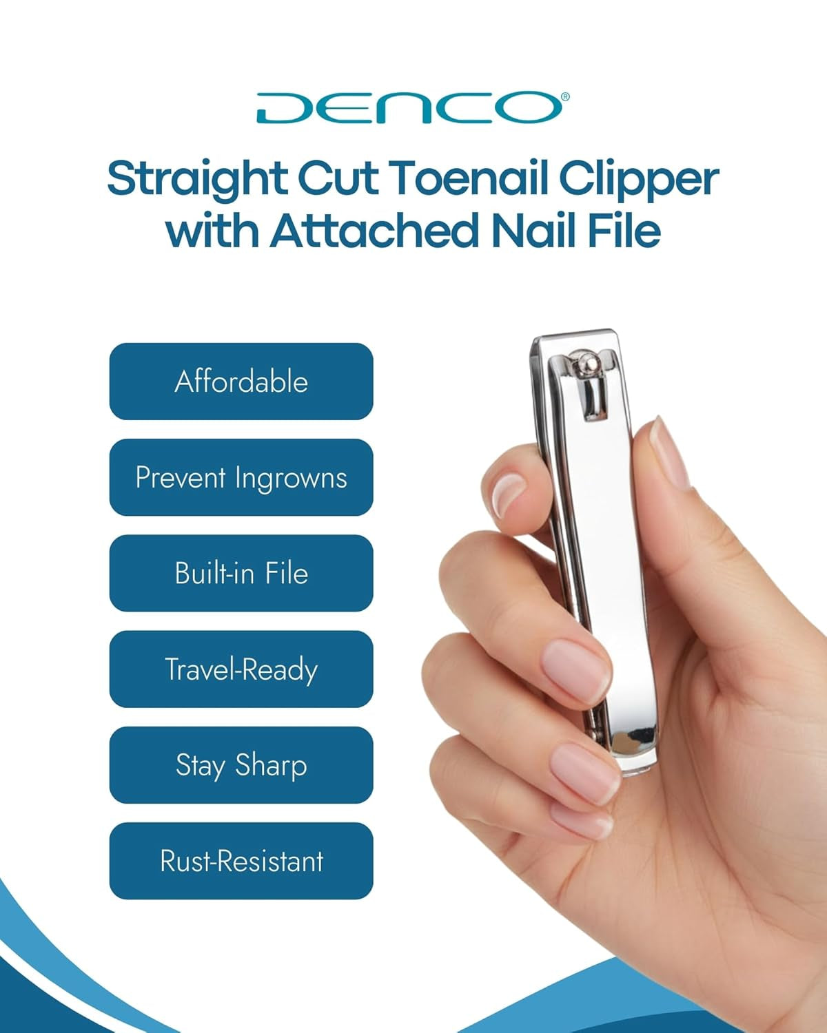 Straight Cut Toenail Clipper – Precision Straight Edge Cutter for Thick & Regular Nails, Tool for Ingrown Toenails – Heavy Duty Stainless Steel Nail Clippers with Built-In File