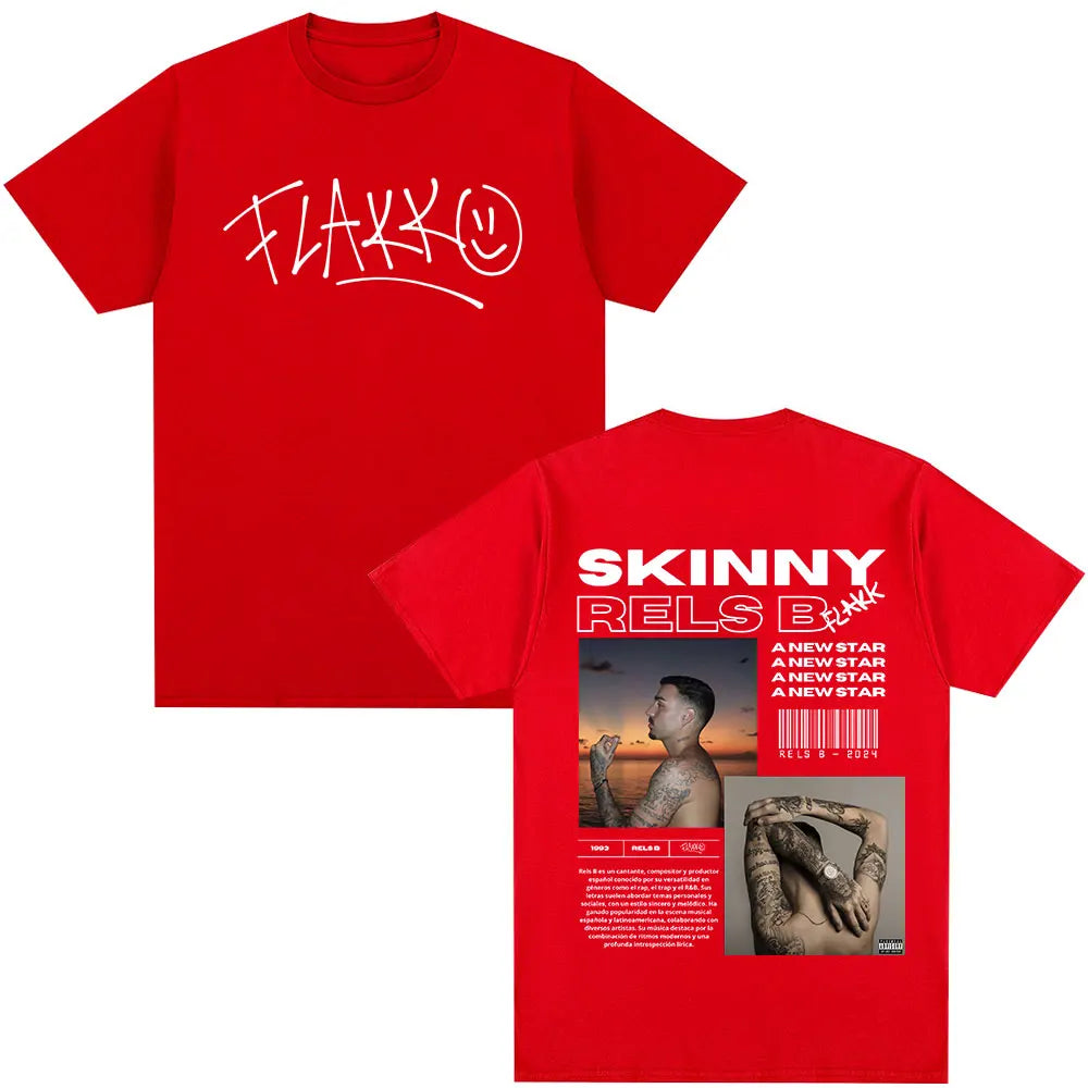 Rapper RELS B Skinny Flakk A New Star Album T-shirt Men Women Clothing Fashion Hip Hop T-shirts Cotton Loose T Shirts Streetwear