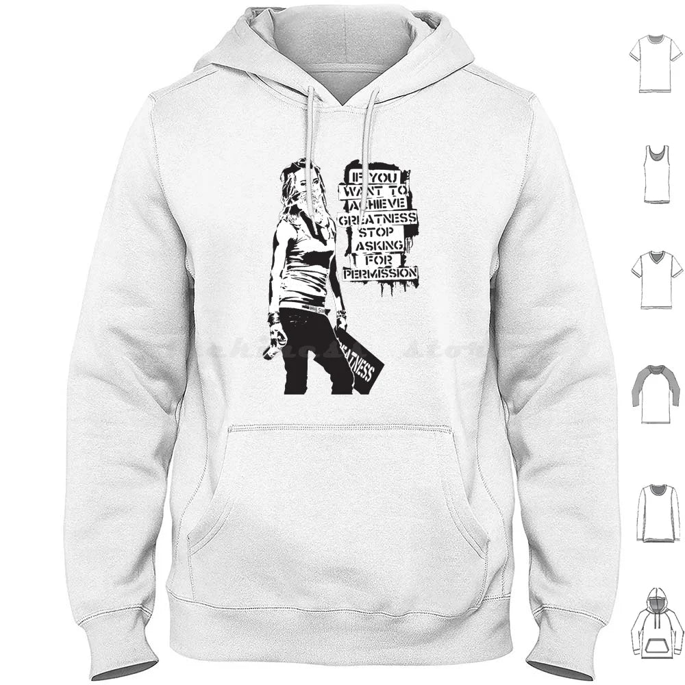 Banksy Quote Graffiti If You Want To Achieve Greatness Stop Asking For Permission Black And White With Banksy Tag Signature Hd
