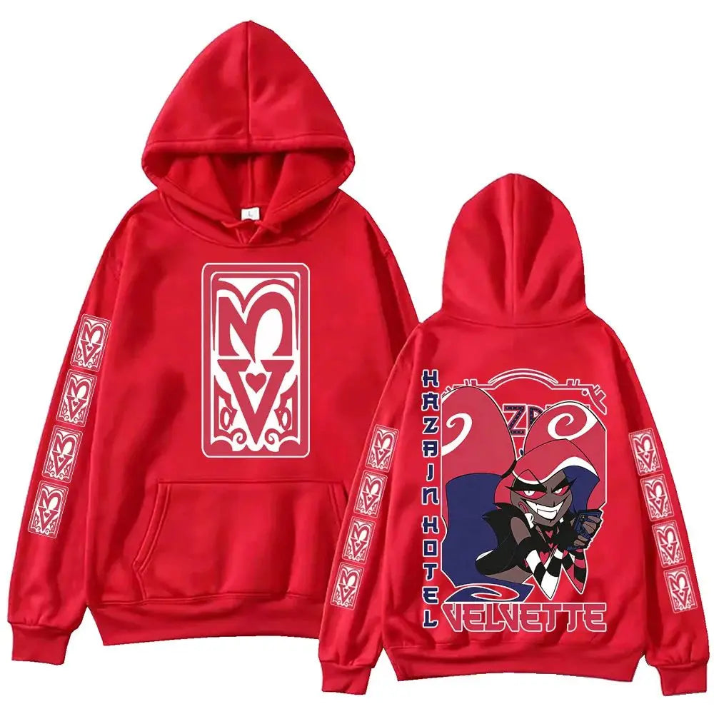Harajuku Long Sleeve Pullover Tops Hip Pop Hoodies Hazbin Hotel Velvette Graphic Design Hoodie Sweatshirt Gift Unisex