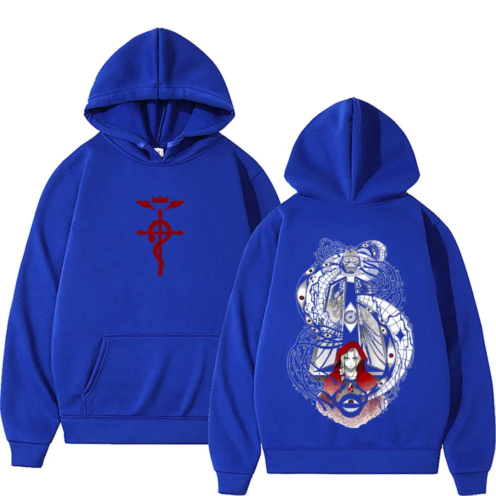 Hot Japanese Anime Fullmetal Alchemist Edward Elric and Alphonse Elric Merch Hoodie Men Women Manga Casual Oversized Sweatshirt