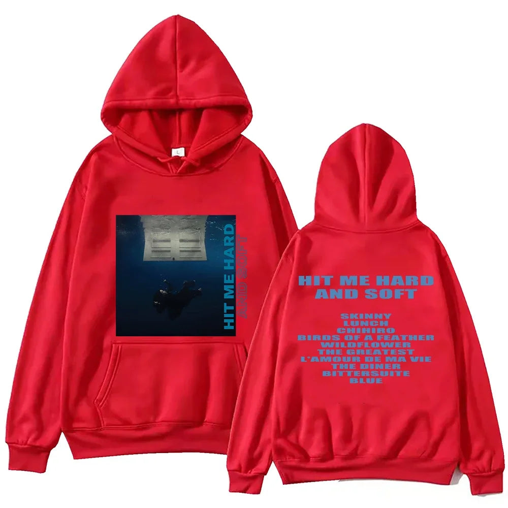 "Hit Me Hard And Soft" Billie men's hoodie Harajuku pattern printed hoodie Fan casual hoodie High-quality Sweatshirt