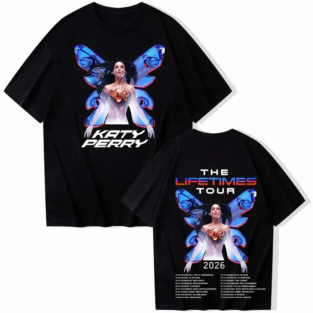 Summer Fashion Tee Katy Perry Lifetime Tour 2026 T-shirt Man Woman Harajuku Short Sleeve O-neck Casual Shirt Hip Hop Streetwear