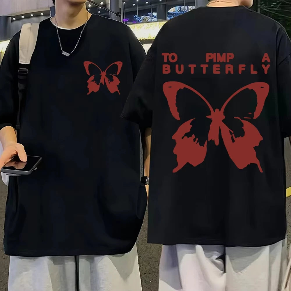 Kendrick Lamar T-shirt To Pimp A Butterfly Hip Hop Clothing Classic Fit Adult Size Rapper T Shirt Summer Men Women Oversized Tee