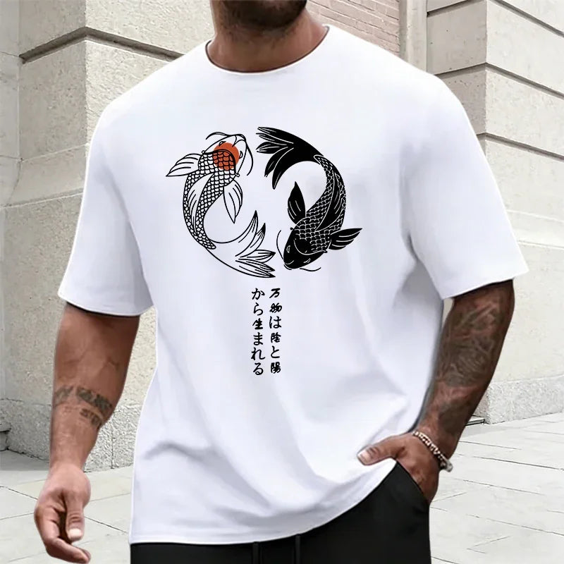 Japanese Yinyang Pattern Men's Tracksuit Cotton T-shirt and Sports Shorts Summer Urban Casual Fashion Short Sleeve Outfits S-3XL