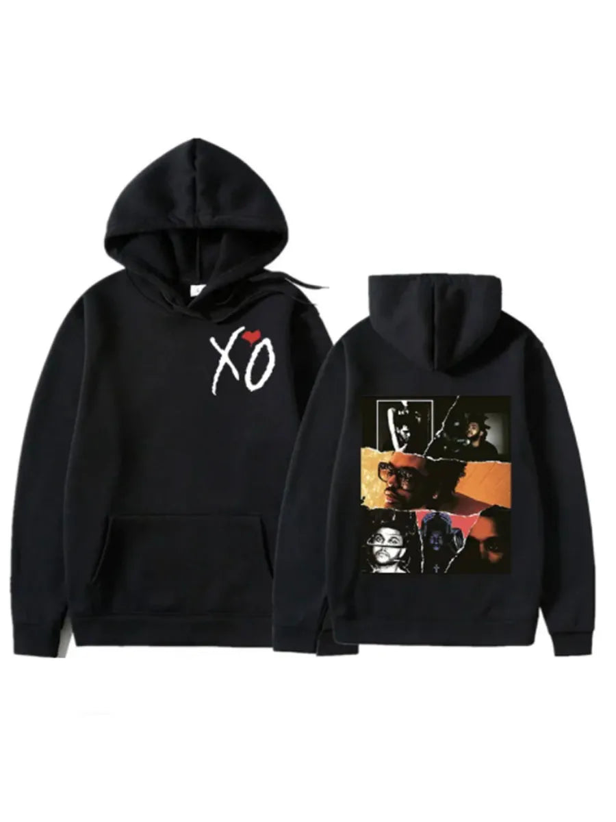 Retro is very cute. The pattern was printed on the sweatshirt several hours later until dawn. Men's hip-hop casual style.