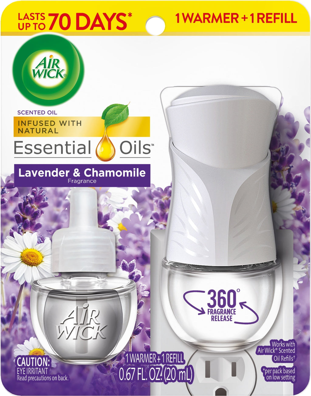 (2 Pack)  Plug-In Scented Oil Air Freshener Warmer Starter Kit, Lavender and Chamomile, 2 Piece