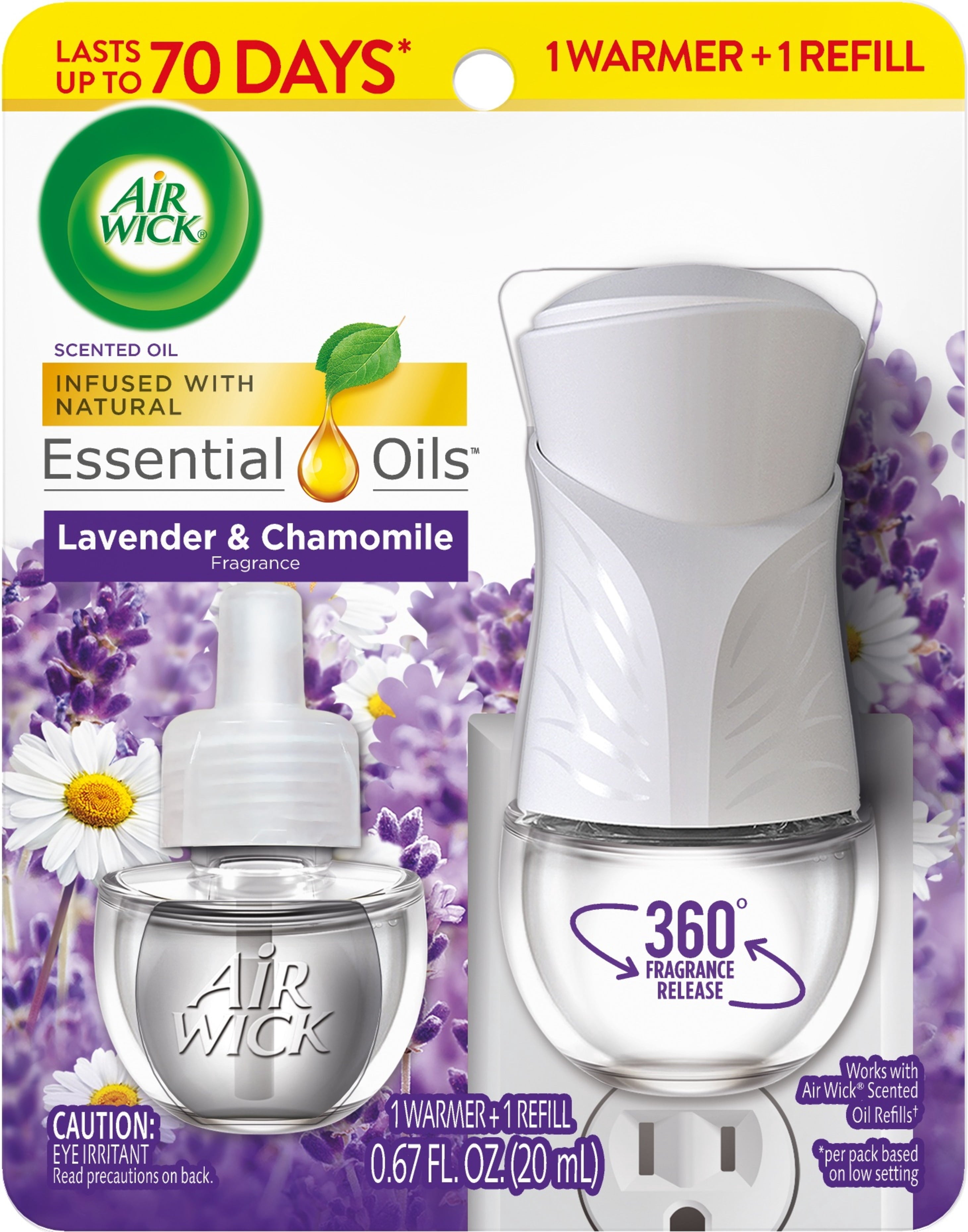 (2 Pack)  Plug-In Scented Oil Air Freshener Warmer Starter Kit, Lavender and Chamomile, 2 Piece