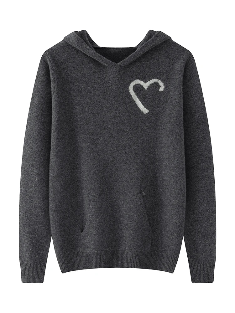 New 100% Merino Wool Pullover For Men Thick Jacquard Sweater Knit Autumn Winter Hoodie Long Sleeves Soft Casual Top