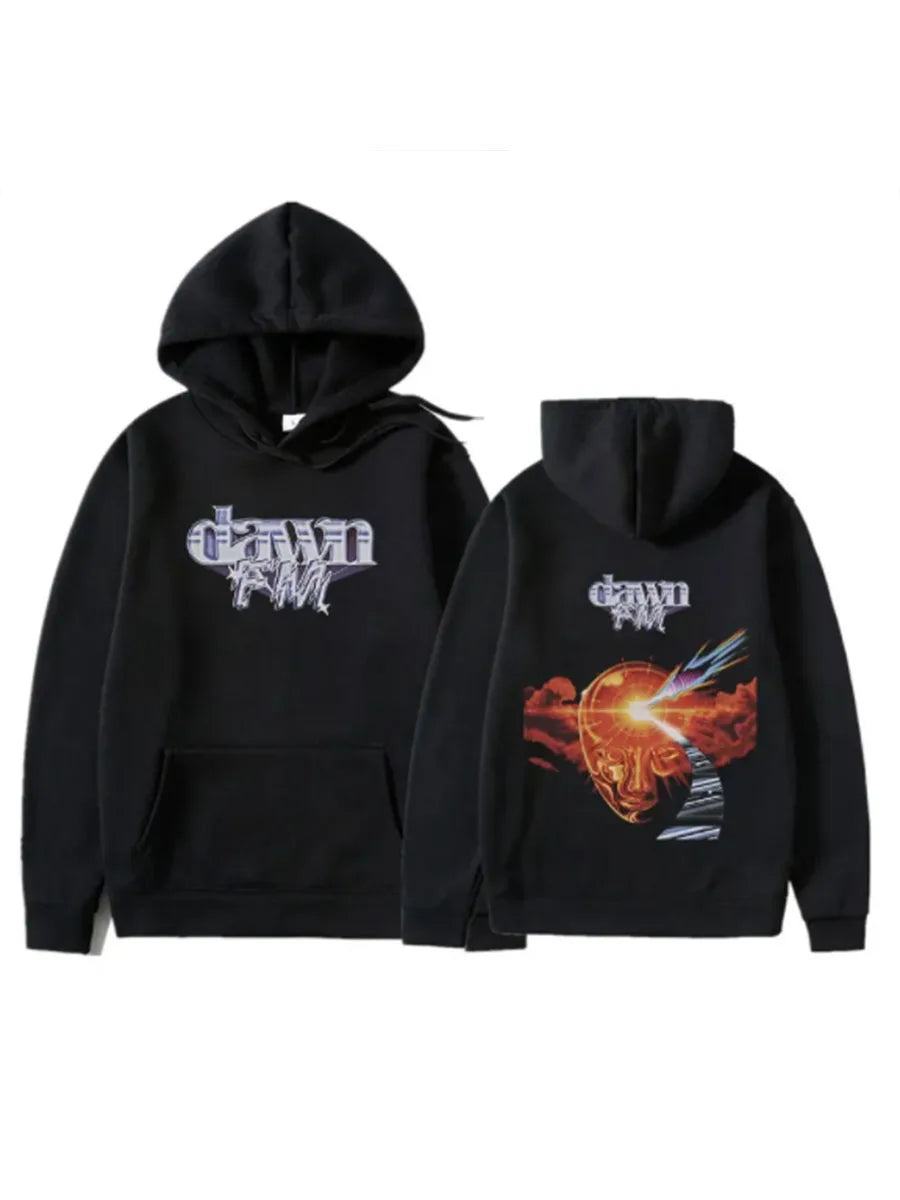 Retro is very cute. The pattern was printed on the sweatshirt several hours later until dawn. Men's hip-hop casual style.
