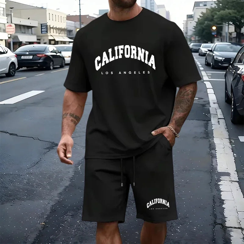 Men's T-Shirt Tracksuit Print Adult Sports Casual O Neck Short Sleeves Jogging Clothes Summer Street 2-Piece Set or Tees Shorts