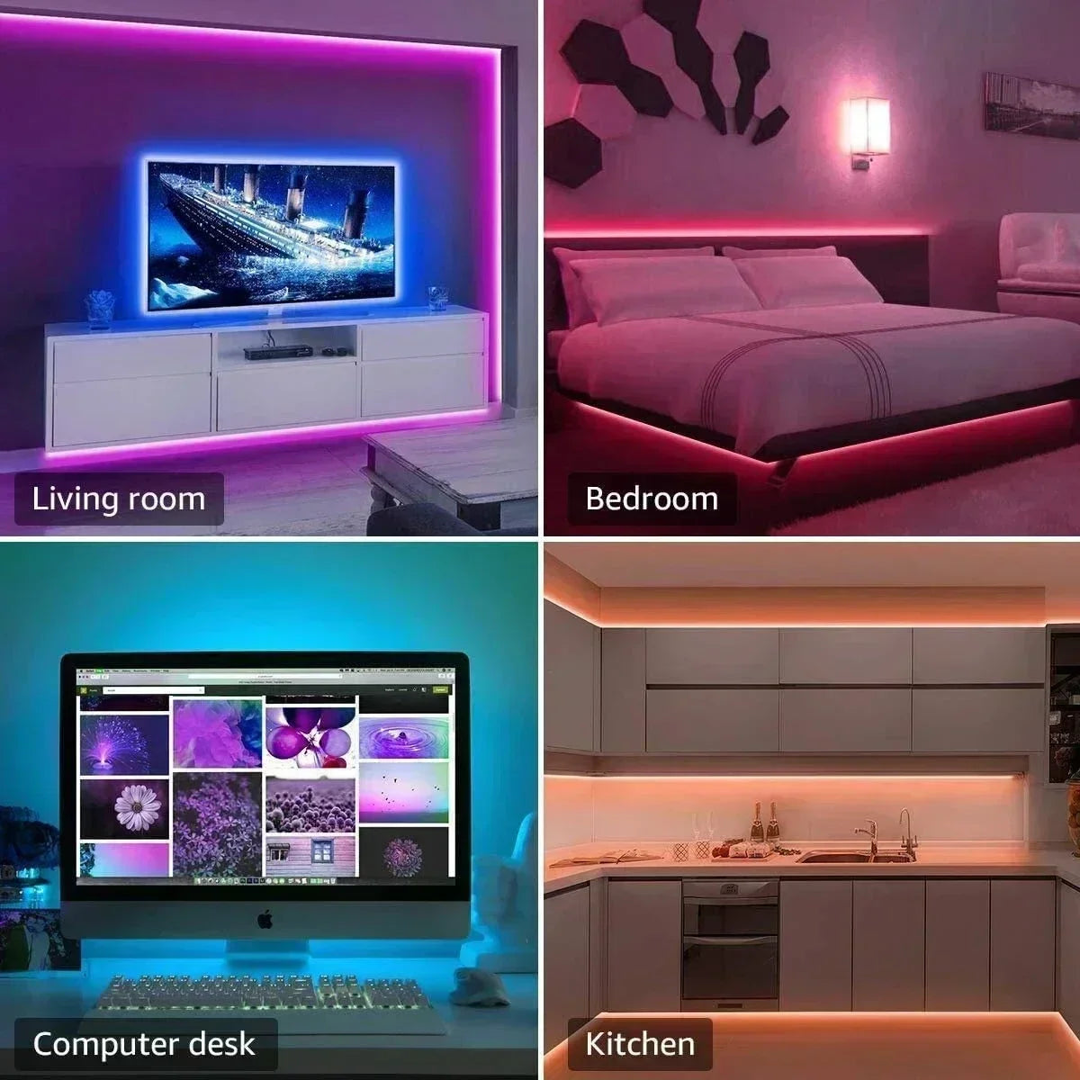 Smart RGB LED Gaming Light Strip USB Christmas Lights Music Sync Flexible Tape APP Remote Control for Gaming Room TV Backlight