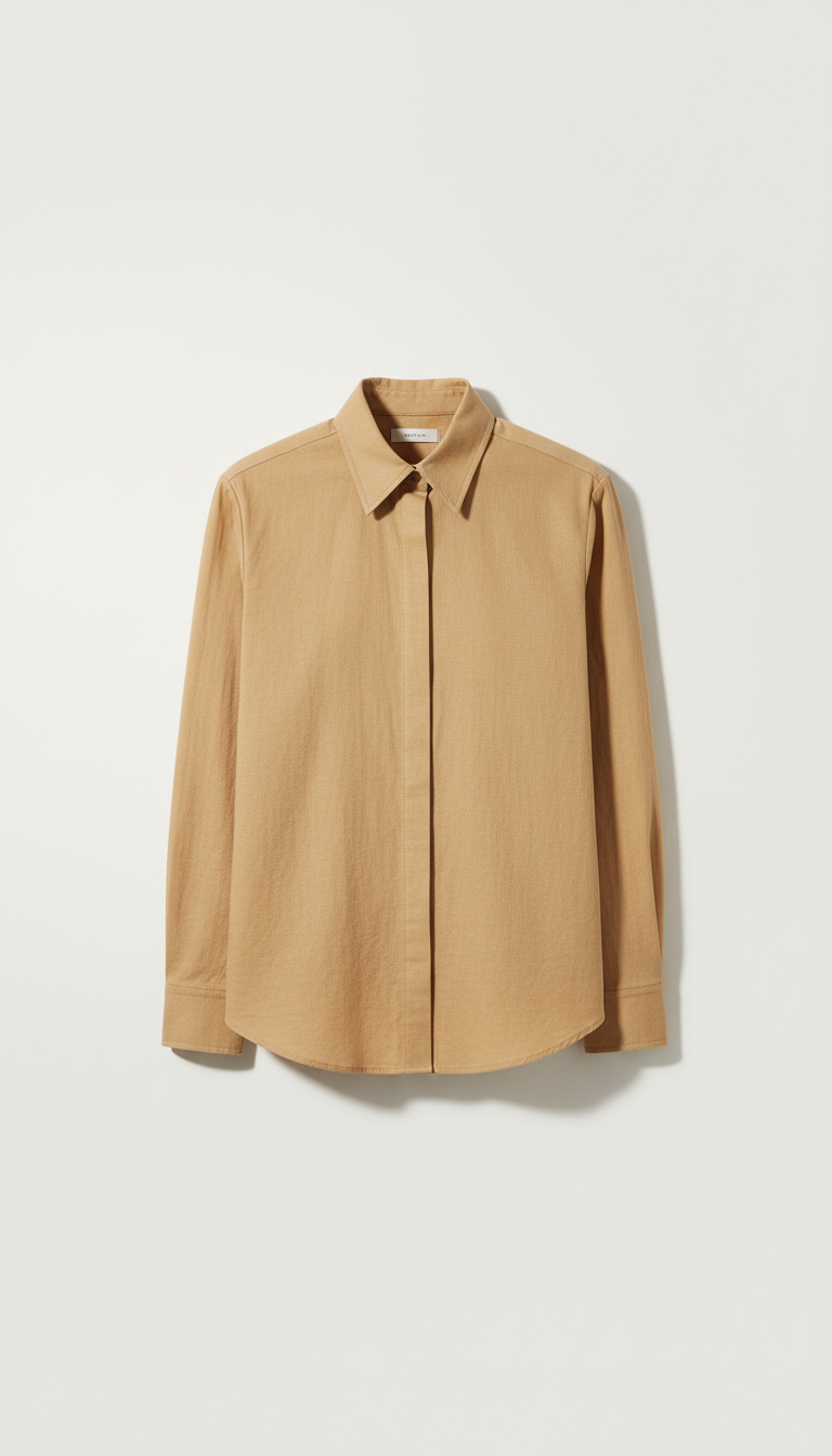 Structured cotton shirt in sandstone