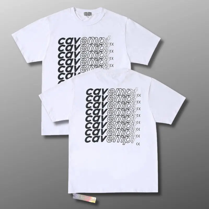 Summer Couple Black White Breathable Cotton Short Sleeve CAV Tshirts Bullet Screen Letter Print Round Neck Top Men Women Outfit