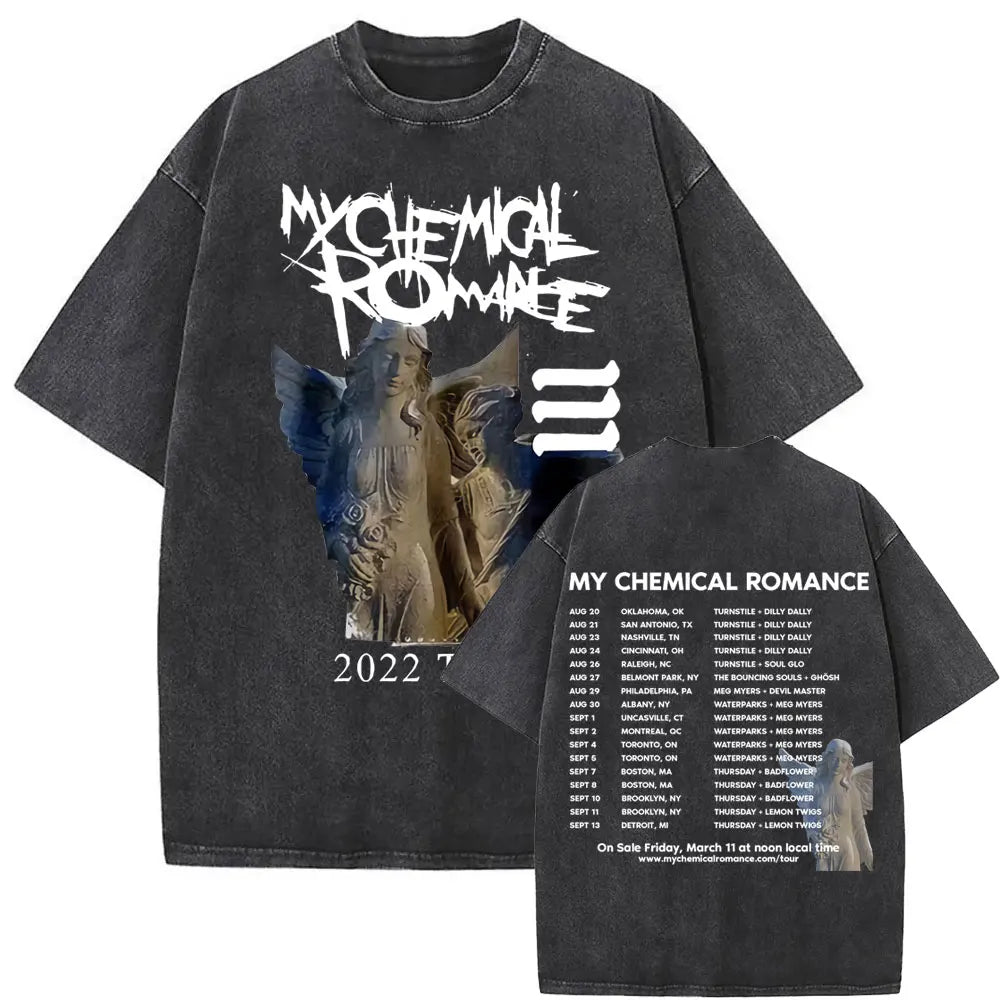 Washed Vintage Rock Band My Chemical Romance The Black Parade Tour 2025 T-shirt Men Women Fashion Punk Emo Oversized T Shirts