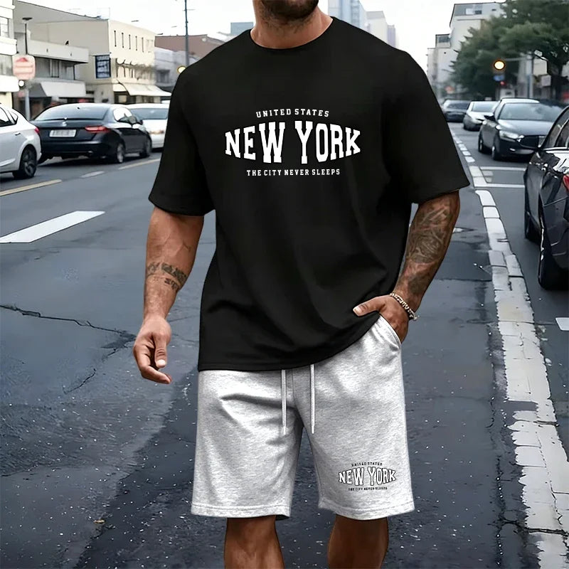 Summer Men's T-Shirt Set Casual O Neck Tees Tracksuit Gym Sports Jogging Clothes 2026 Single Mix and Match Short Sleeves Shorts