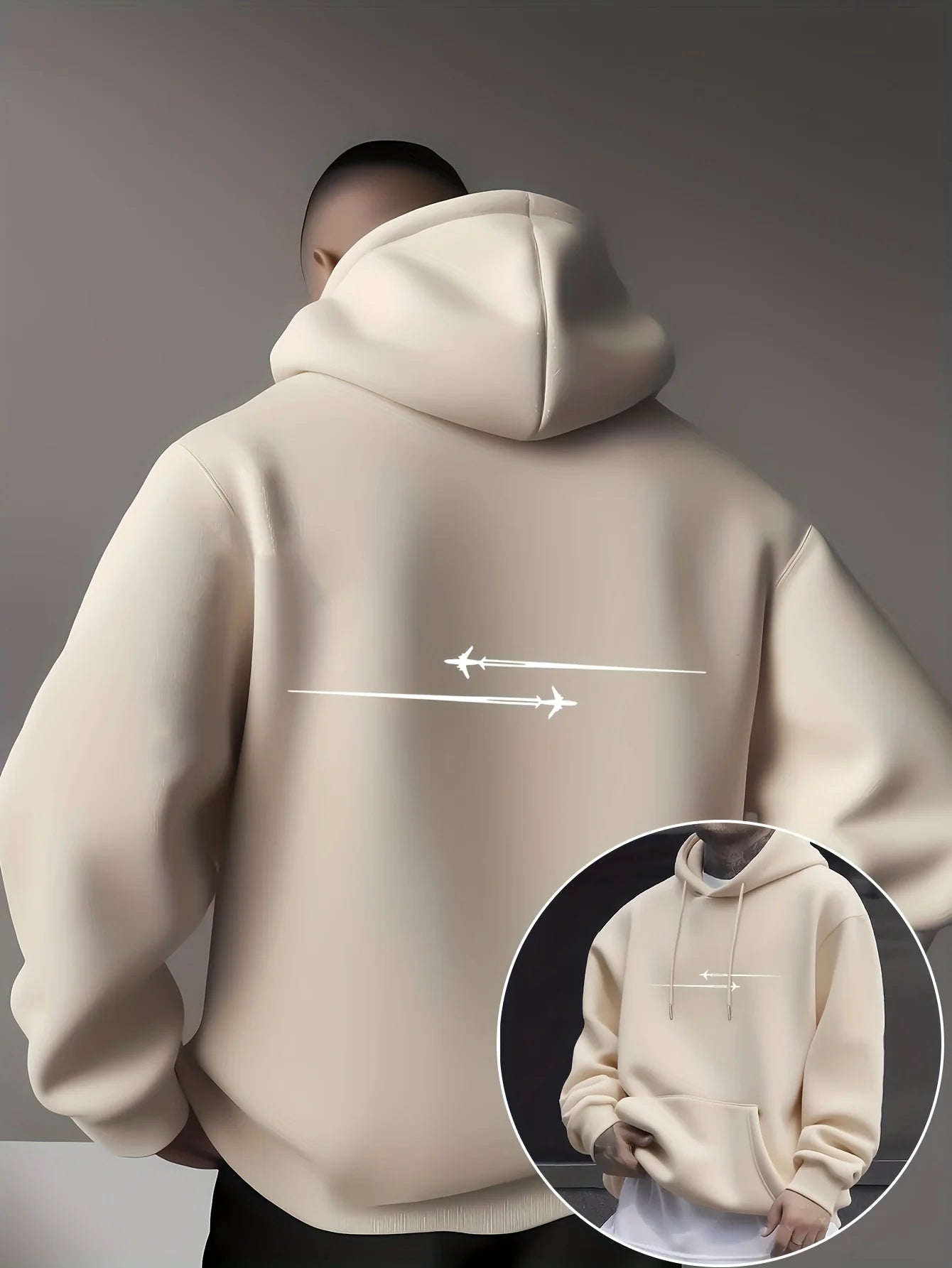 Fleece-Lined Kangaroo Pocket With Fashionable Pattern Design，Micro-Elastic Knitted Fabric，Comfortable Casual Hooded Sweatshirt，