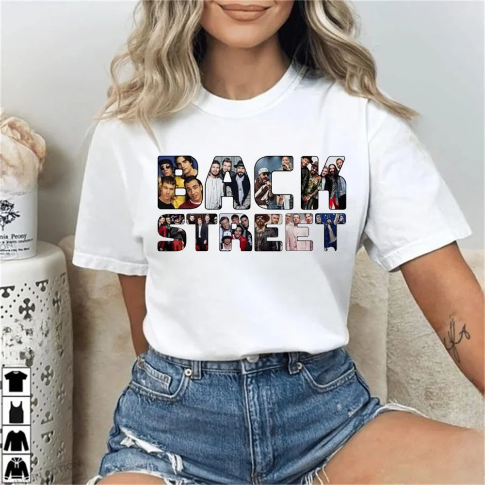 Backstreet Boys top tees women Retro hip hop Classic 2000s kawaii Pastel t-shirt Y2k Vintage Digital Grunge graphic