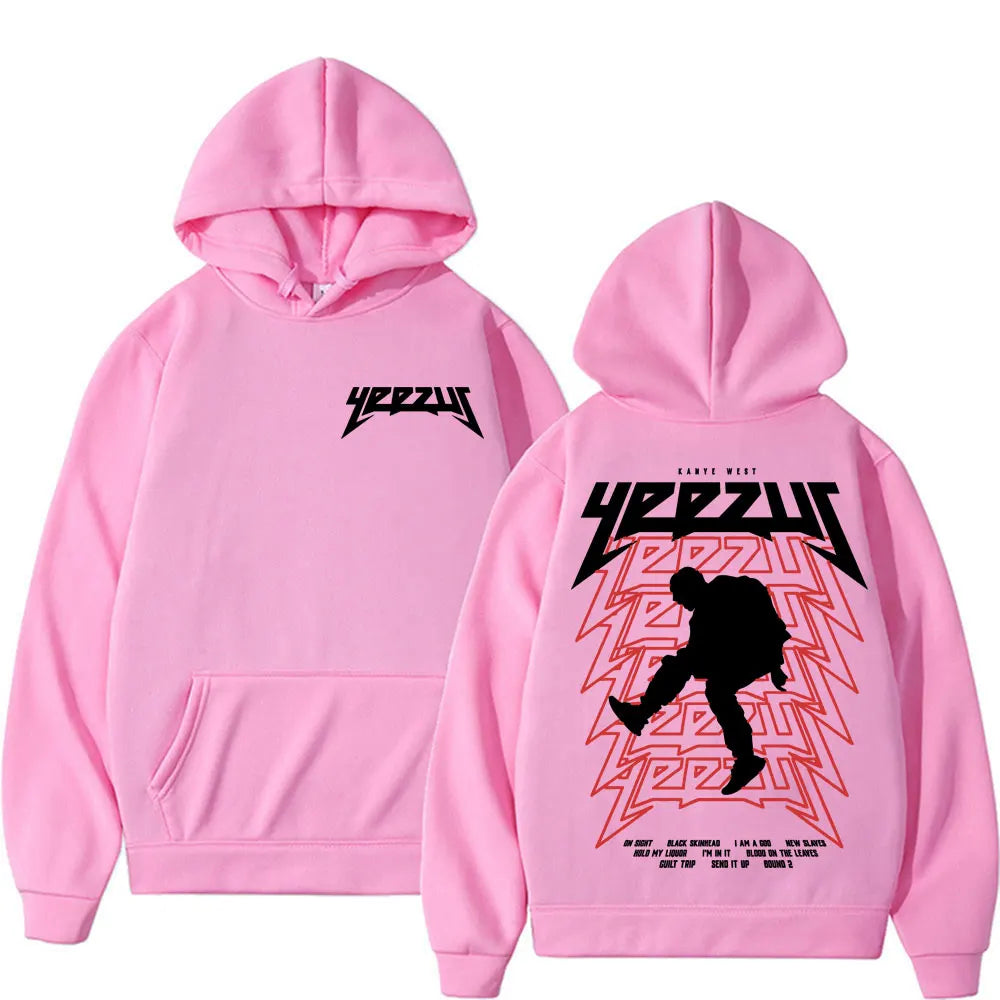 Rapper Kanye West Yeezus Tour Album Merch Hoodie Men Clothing Hip Hop Harajuku Sweatshirt Unisex Casual Fleece Hoohed Streetwear