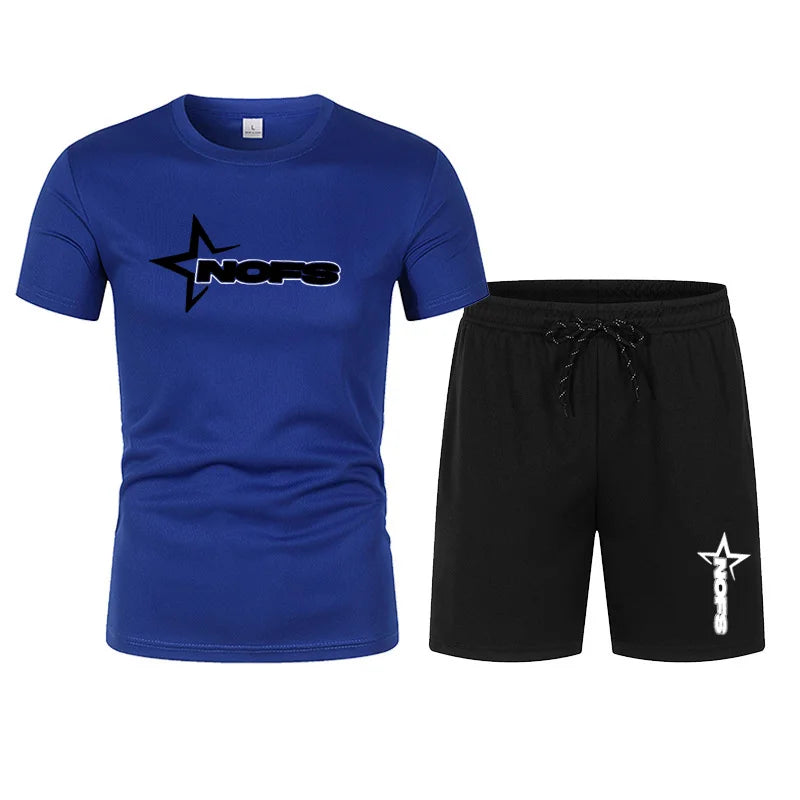 2026 men's summer T-shirt shorts suit, men's breathable sportswear suit, casual fashion short-sleeved T-shirt suit