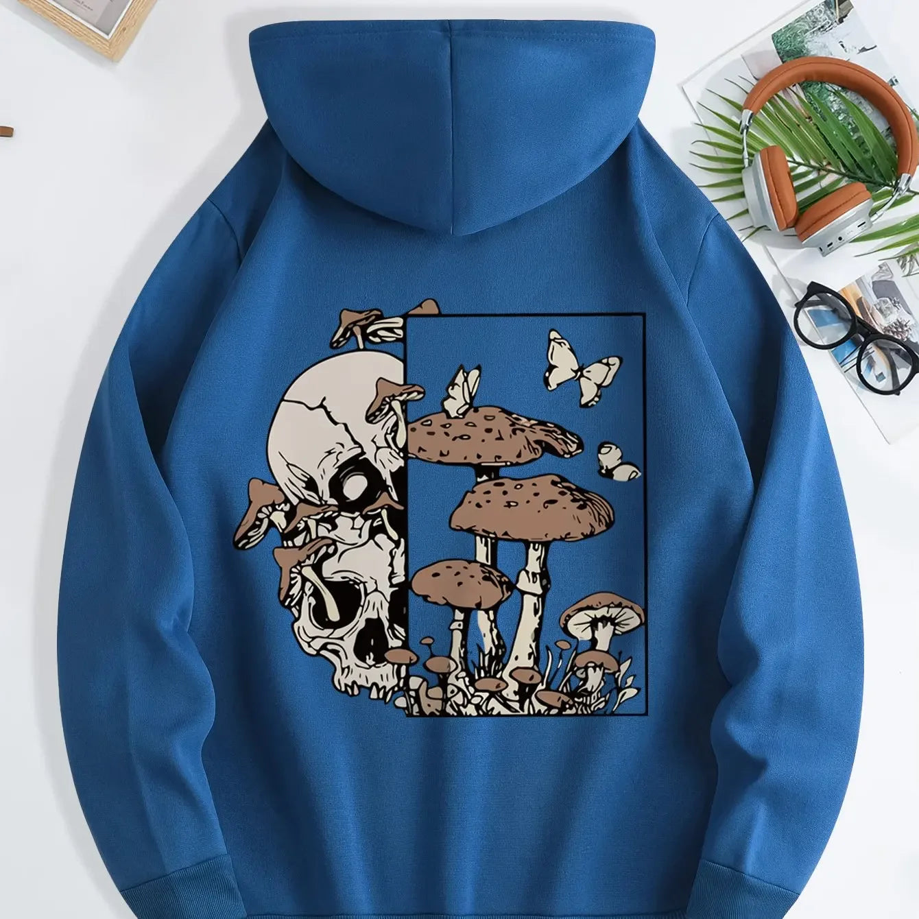 New unisex stylish hooded sweatshirts casual everyday hoodies printed with skull mushroom and butterfly patterns