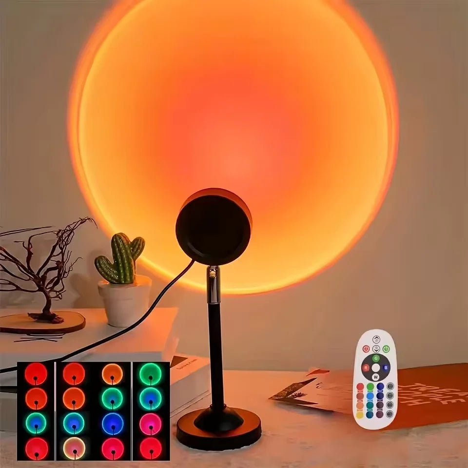 1PC Sunset Light Projection Light With Remote Control 16-Color Night Light RGB Color Changing LED Light Bedroom photography prop