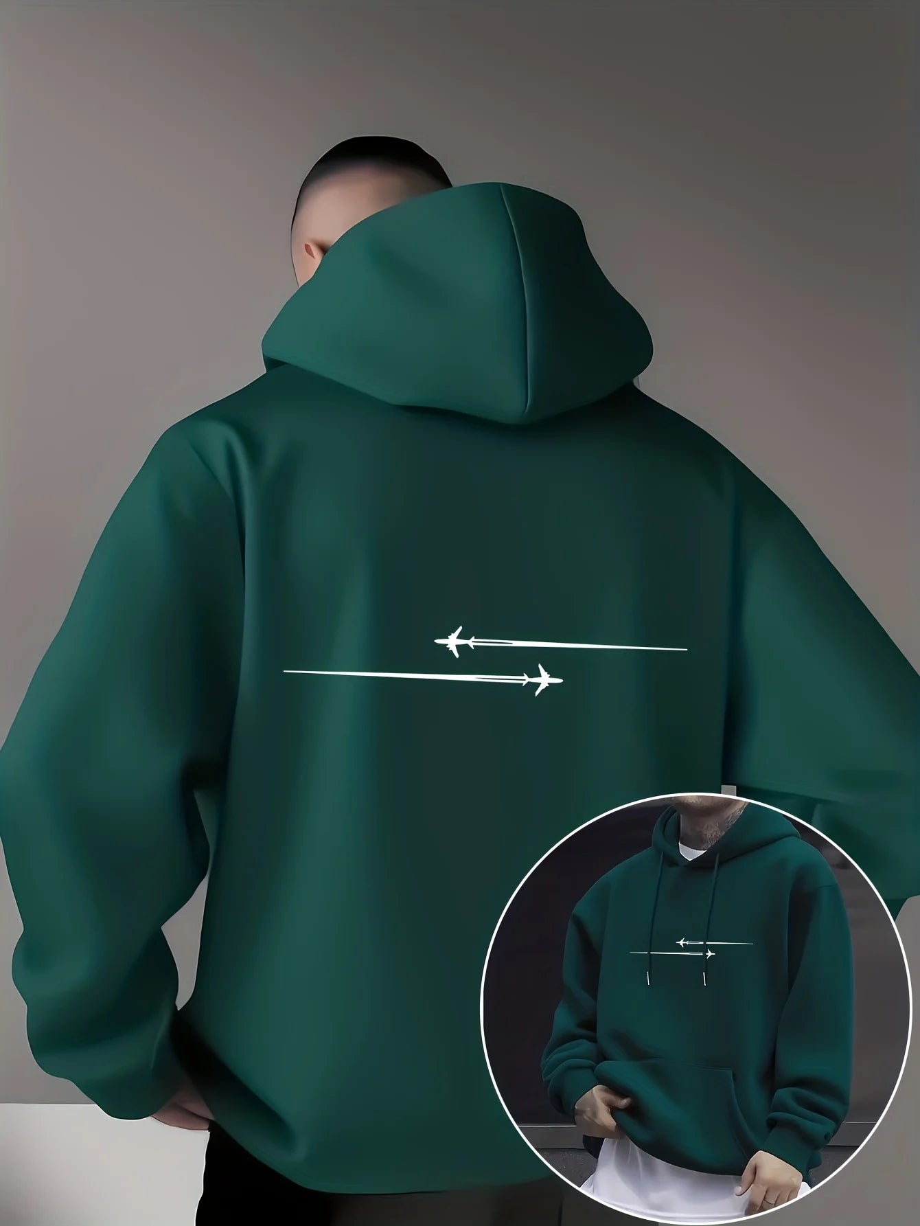 Fleece-Lined Kangaroo Pocket With Fashionable Pattern Design，Micro-Elastic Knitted Fabric，Comfortable Casual Hooded Sweatshirt，