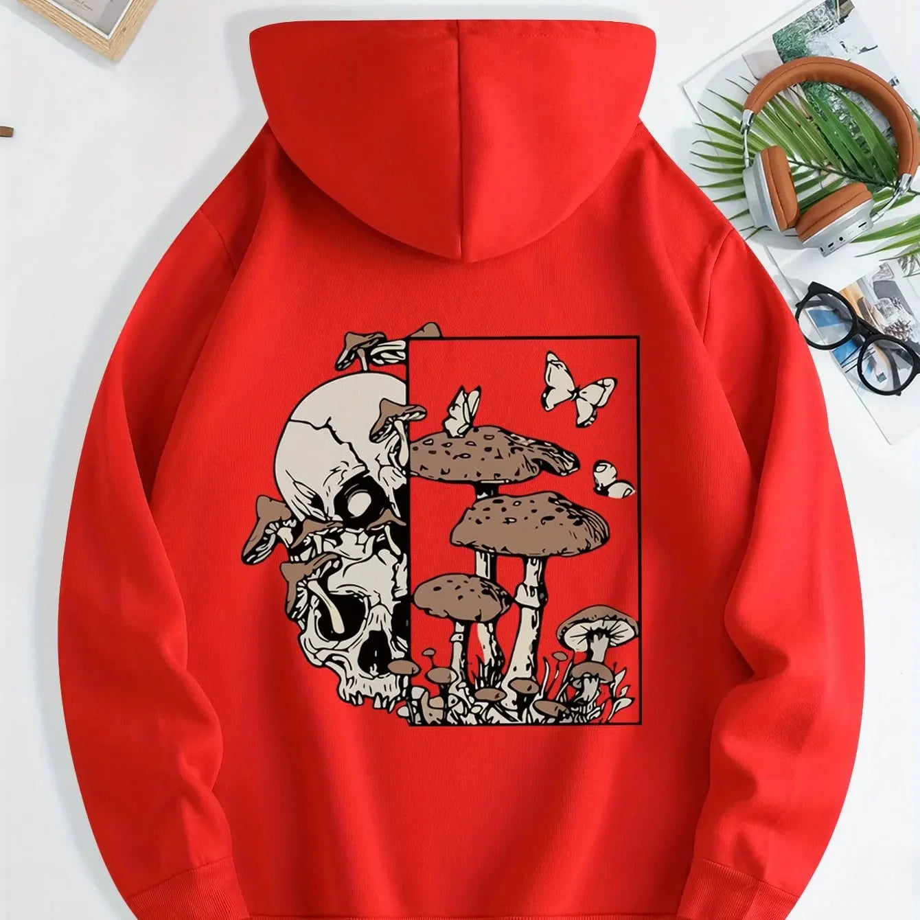 New unisex stylish hooded sweatshirts casual everyday hoodies printed with skull mushroom and butterfly patterns