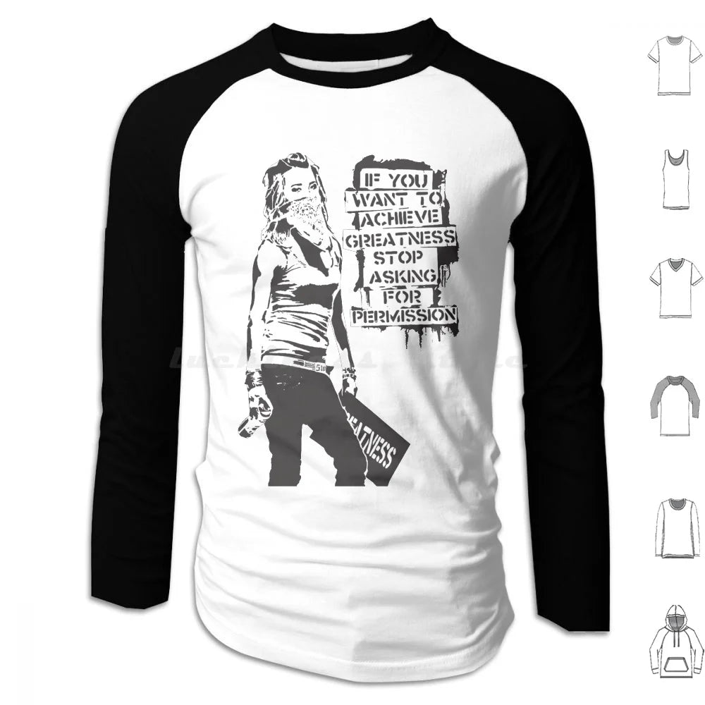 Banksy Quote Graffiti If You Want To Achieve Greatness Stop Asking For Permission Black And White With Banksy Tag Signature Hd