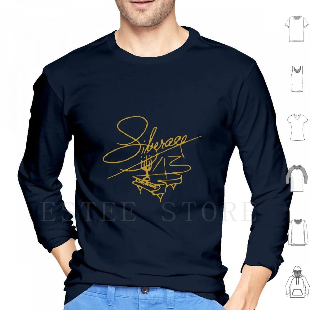 Liberace " Signature " Hoodies Long Sleeve Liberace Signature Piano Music Icon Flaming