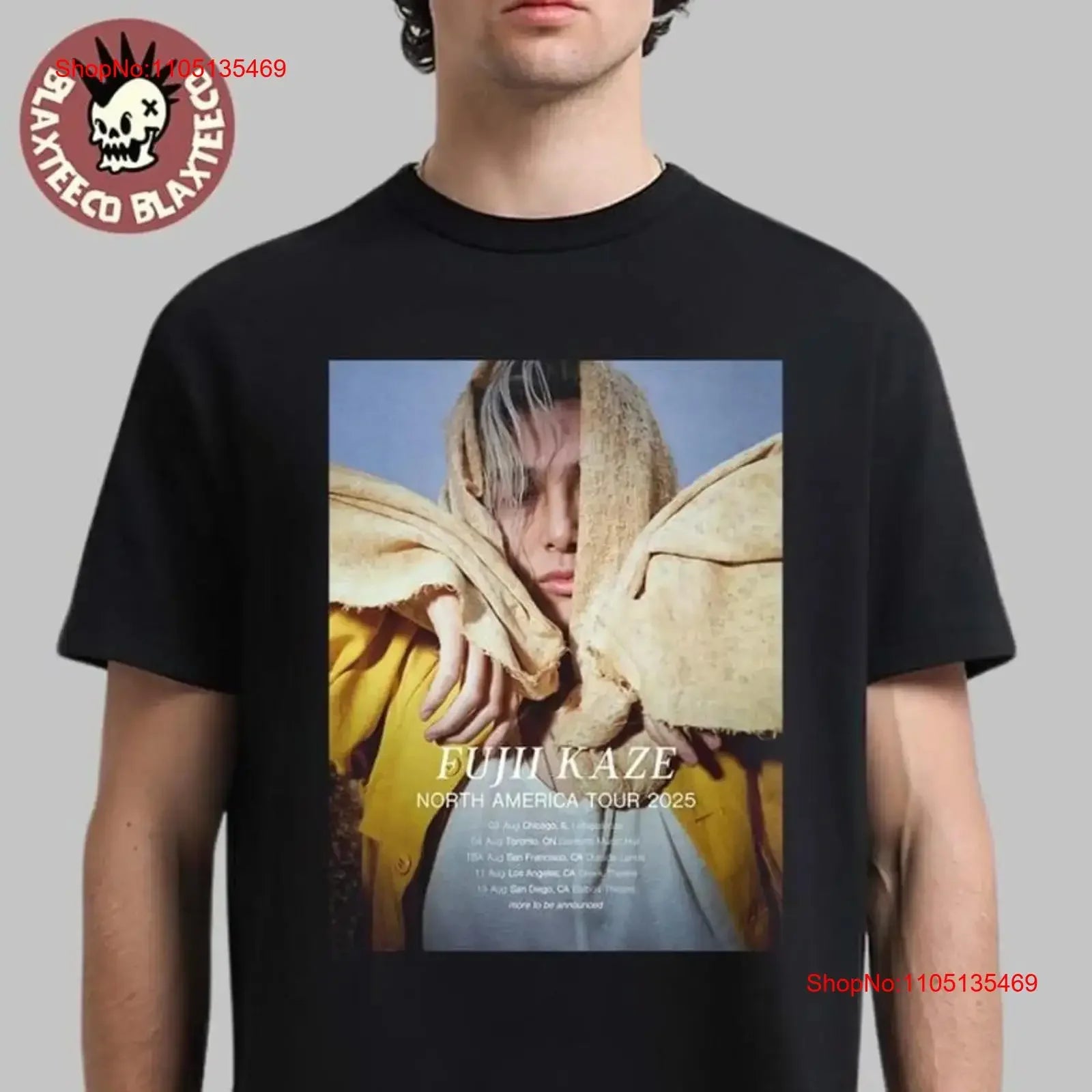 Fujii Kaze North America Tour 2025 Schedule Dates T Shirt vintage Washed graphic Unisex Top For Everyday Wear Stretched Casual