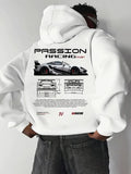 2026 Popular digital pattern men's hooded sweatshirt with car-themed design, American-style casual sports long-sleeved shirt