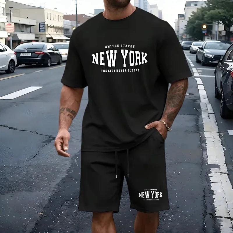 Summer Men's T-Shirt Set Casual O Neck Tees Tracksuit Gym Sports Jogging Clothes 2026 Single Mix and Match Short Sleeves Shorts