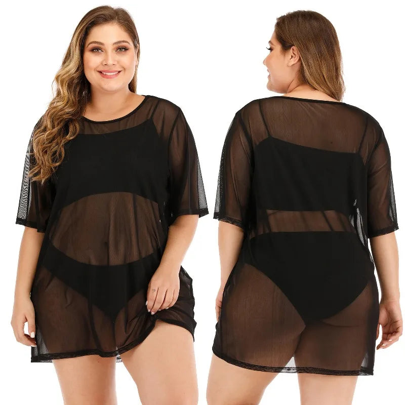 Women's Video Mesh Beach Dress Summer New Sexy Bikini Blouse Dress
