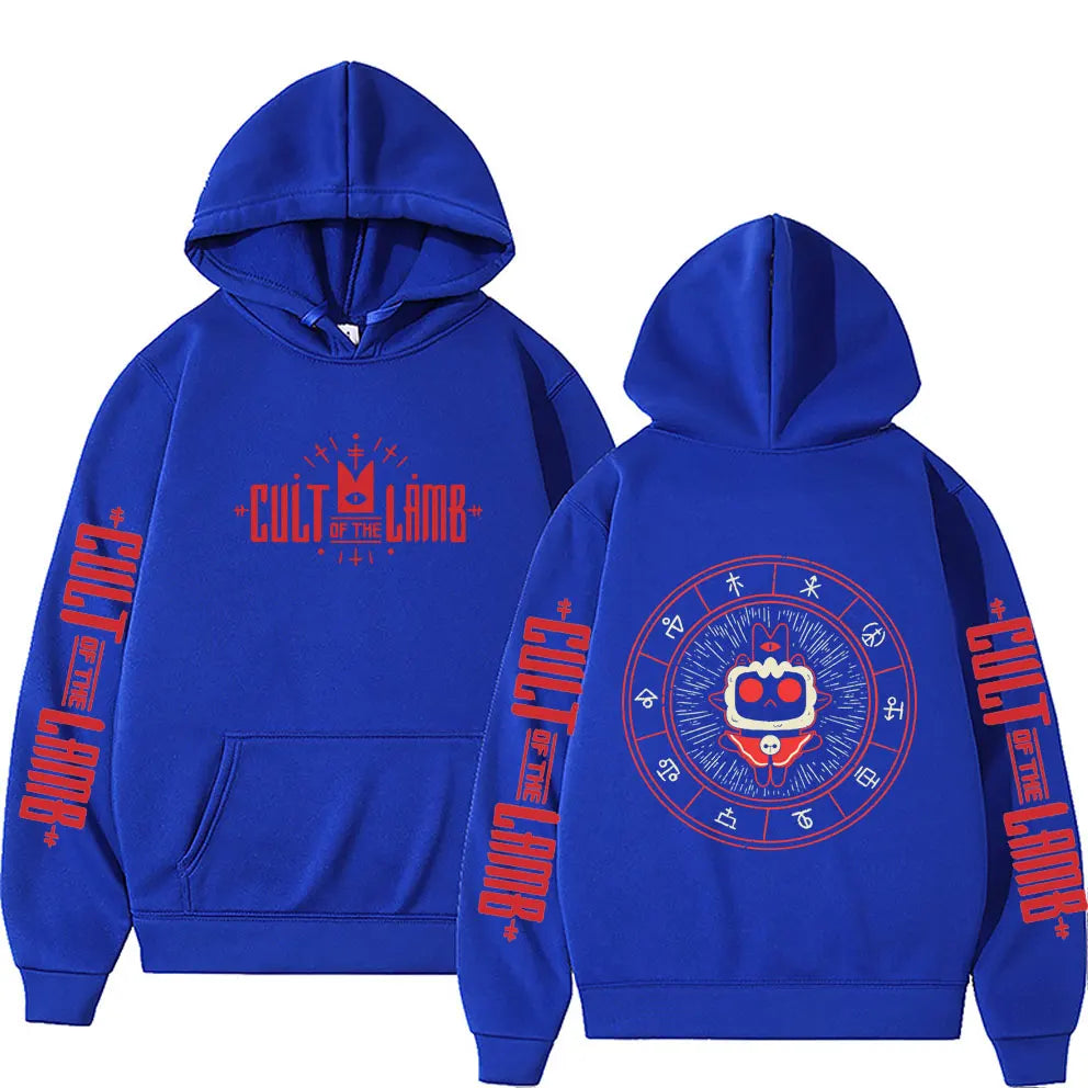 Game Cult of The Lamb Print Hoodie Men Women Vintage Fleece Cotton Pullover Hoodies Unisex Fashion Casual Oversized Streetwear