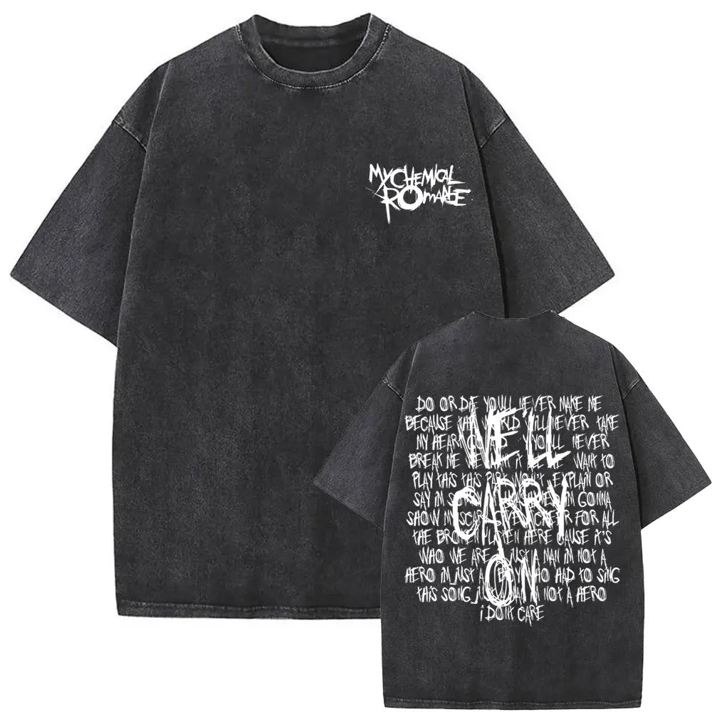Washed Vintage Rock Band My Chemical Romance The Black Parade Tour 2025 T-shirt Men Women Fashion Punk Emo Oversized T Shirts